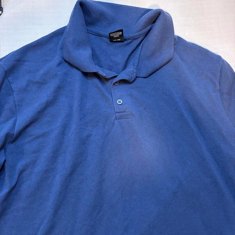 Hanes X-Temp Navy Blue Short Sleeve Polo Shirt Mens 2XL Pique Moisture Wicking - Picture 3 of 7